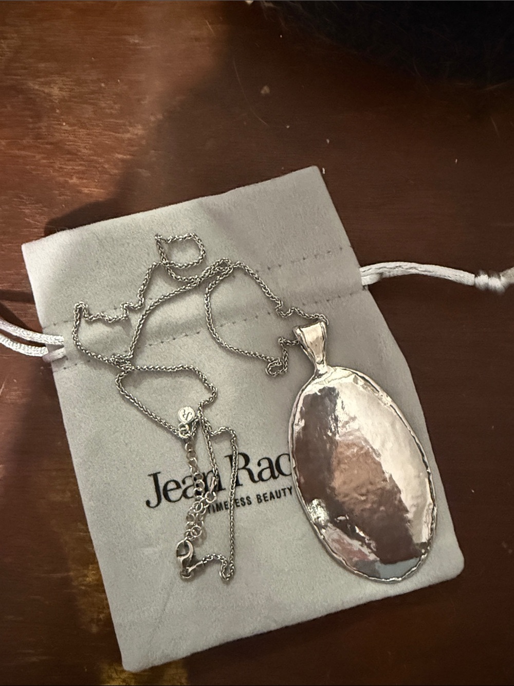 Jean Rachel Silver  Oval Pendant Necklace - Polished Silver